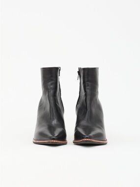 Margiela Black Leather Ankle Boots with Side Zip